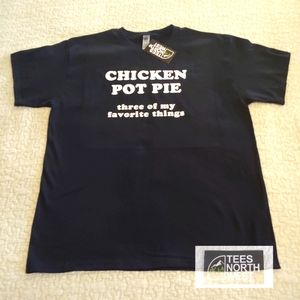 Tee's North West Chicken Pot Pie Graphic T-Shirt, Unisex Size L, Black
